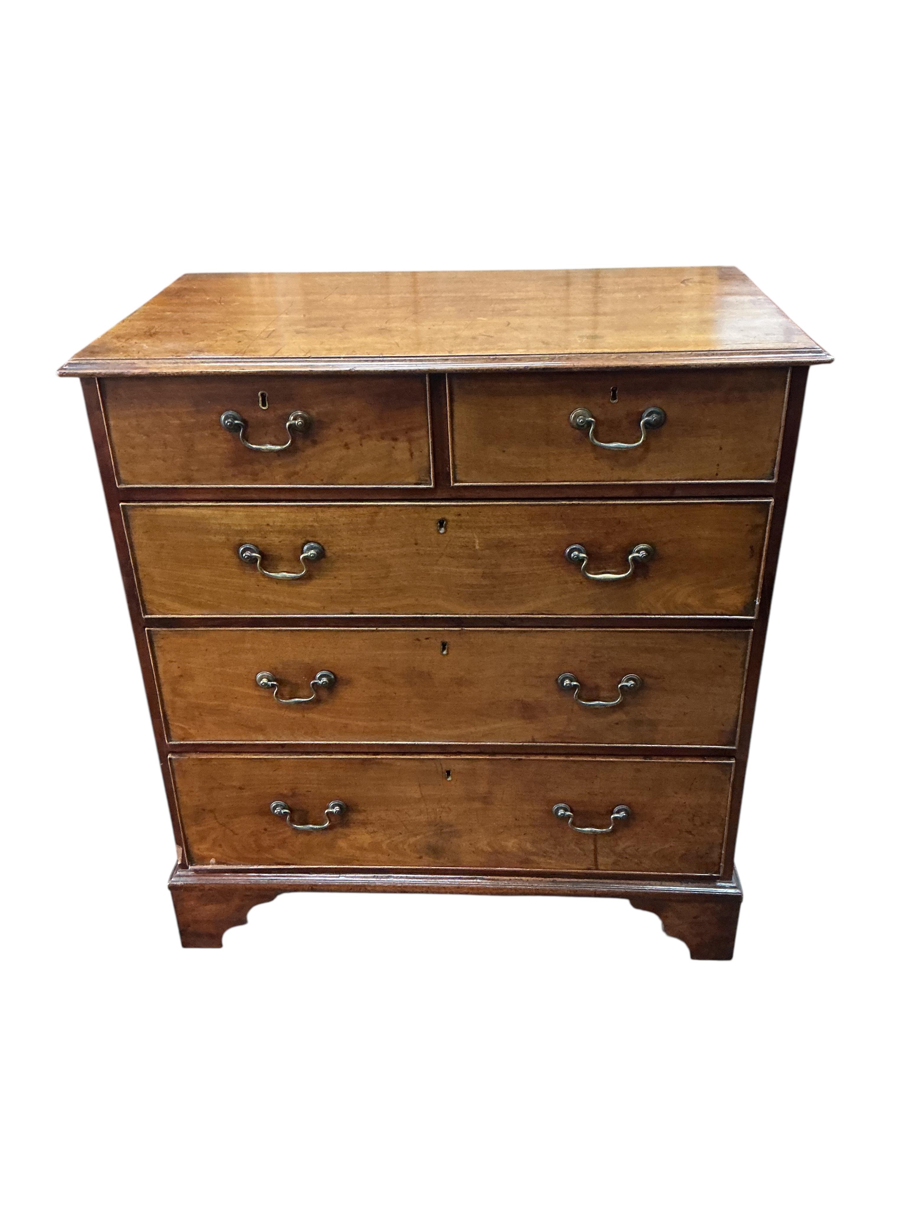 A George III mahogany five drawer chest, width 95cm, depth 53cm, height 102cm